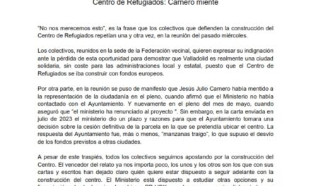 17 colectivos firman la nota de prensa: Centro de refugiados, Carnero Miente